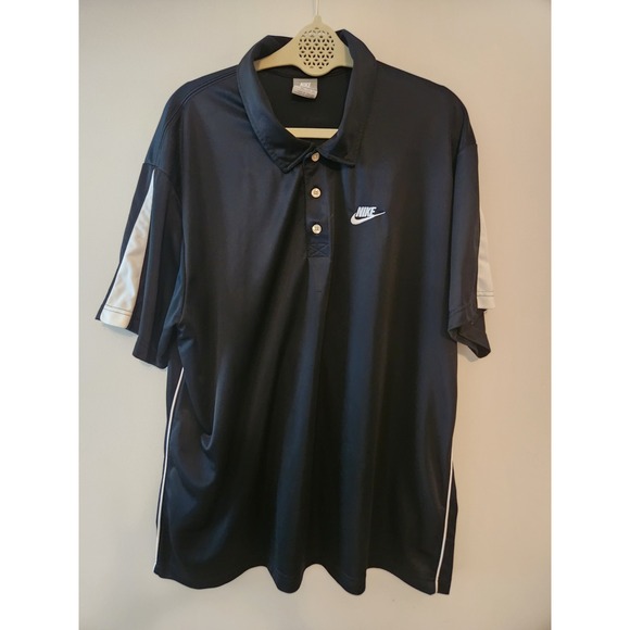 Nike Sportswear Men XXL Black Polo Shirt Golf Athletic Spell Out Logo - Picture 3 of 10